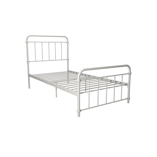 Dhp Winston Metal Platform Bed With Rustic Design And Curved Edge Headboard And Footboard, Adjustable Base Height For Underbed Storage, No Box Spring Needed, Twin, White #TOP10