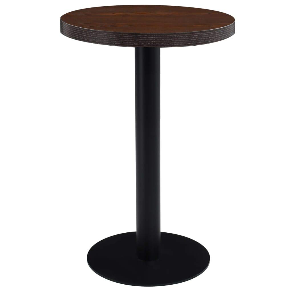 Benkeg Mesa de Bistró Mesas de Bar MDF y Acero Marrón Oscuro y Negro 50 x 75 cm para Tu Hogar, Restaurante, Cafetería o Bar