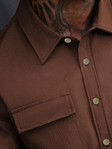 Image of GRECIILOOKS Shirt for Man | Classic Summer Shirt for Man | Men's Regular Fit Soft Cotton Blend Casual Shirts with Button Closure