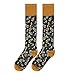 Benefeet Sox Yellow and Green Knee High Socks for Women Girls Cute Floral Knee Socks Fun Flower Patterned Long Tube Socks Cotton Tall Socks Embroidered Outdoor Sport Athletic Socks Knee High Stockings