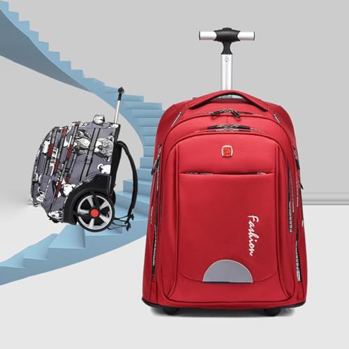 Image of Rolling Backpack for Women, 22 Inch Backpack with Wheels for Business, College Student and Travel Commuter, Large Backpack on Wheels for Work (red)