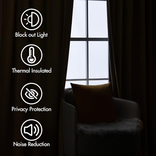 Image of MIULEE Velvet Curtains 52x90 inches 2 Panels Gold Brown Blackout Curtains | Luxury, Bedroom Living Room, Thermal Insulated, Super Soft Window Drapes, Rod Pocket & Back Tab