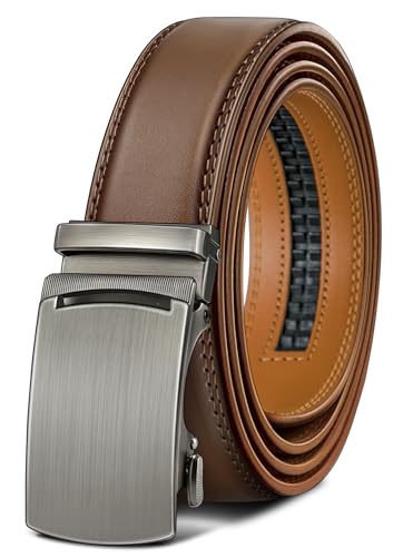 KEMISANT Mens Belt, Leather Ratchet Belt Customizable Fit,Effortless Style 35mm