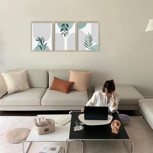 hyidecorart Marco Madera Boho Verde Salvia Cuadros Decoracion Salon Modernos, 3 Piezas Líneas Abstractas Simplicidad Nórdica Hojas de Plantas Dormitorio Cocina Comedor Oficina y Baño - imagen 7