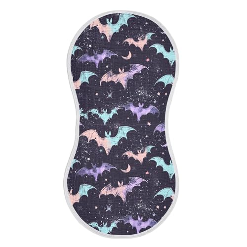 xigua Colored Bats Baby Burp Cloths for Newborn Boys and Girls 1 Pack, Soft & Absorbent Cotton Baby Burp Cloth, Baby Washcloths, Newborn Towel, Burp Rags