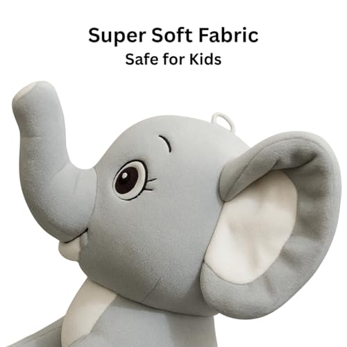 Image of Sitting Elephant Soft Toys for Baby Girl - 30Cm Light Grey | Stuffed Animal Kids Toys for 2-5 Years Boys & Girls