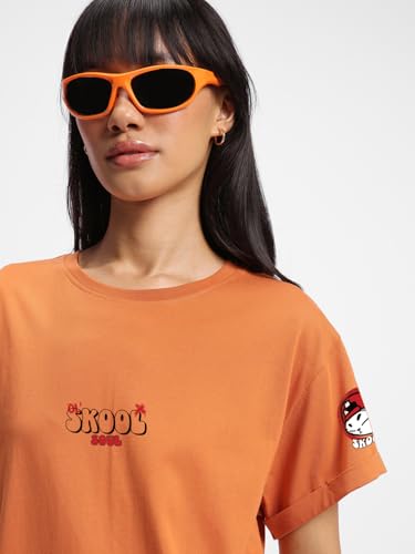 Image of Bewakoof Women's Typography 100% Cotton T-Shirt - Boyfriend Fit, Round Neck, Half Sleeves