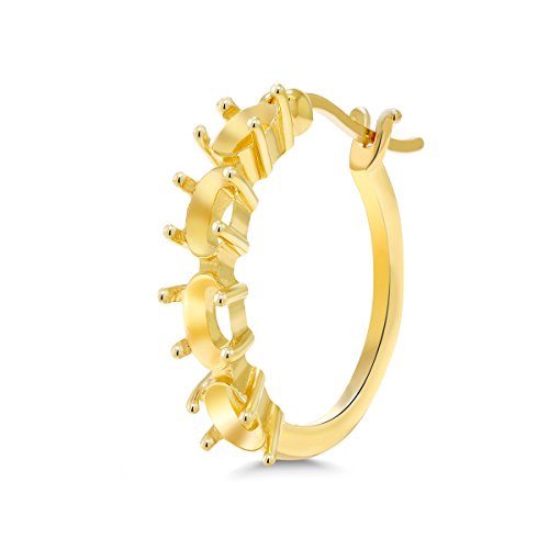 Gem Stone King 18K Yellow Gold Plated Silver Customize Personalized 4 Gemstone Birthstone Oval 6X4MM For Her Women Hoop Earrings4