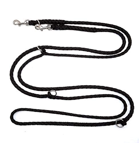 Hundeleine kleine Hunde bis 15 Kg/Doppelleine 4-Fach verstellbar 2,40m / 2,80m / 3,50m Führleine sehr leicht & robust (2,40m 3-Fach verstellbar, Schwarz)