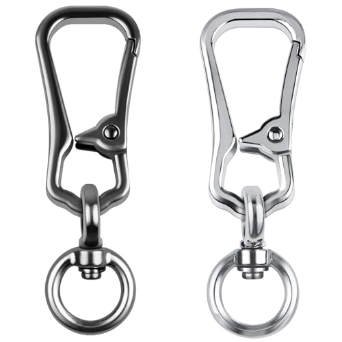 Caianwin Karabinerhaken Klein, 360° Drehgelenk Karabiner Schlüsselanhänger – Quadratisch, Metall Keychain für Herren und Damen (Silber und Schwarz)