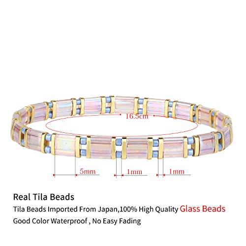 Image of KELITCH Women Pearl Beaded Bracelet Tila Stretch Bracelets Candy Colors Friendship New Jewelry