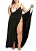 Plus Size Chuanqi Women's Spaghetti Strap Cover Up Beach Backless Wrap Long Dress Black XX-Large