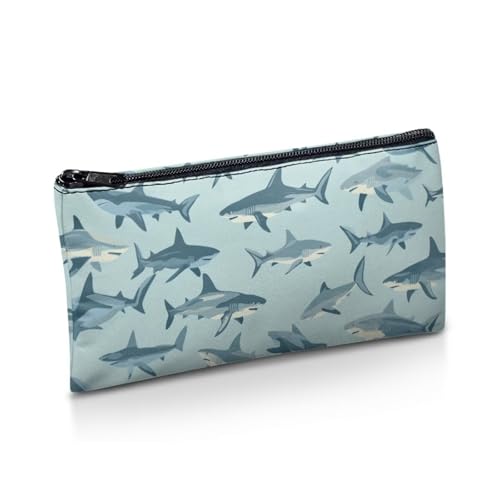 Image of Shark Pencil Case Cute Large Capacity School Pencil Box Storage Pouch with Zipper Lightweight Portable Pen Holder for Toddler Soft Polyester Easy to Clean