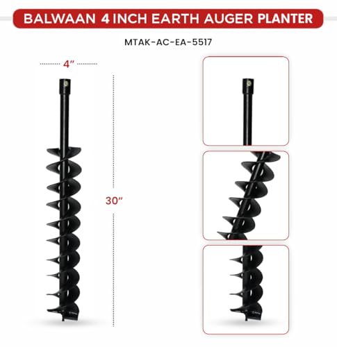 Image of BALWAAN Krishi 4-Inch Double Spiral Drill Planter | 10 cm Post Hole Digger for Fast & Efficient Planting|PT-4D