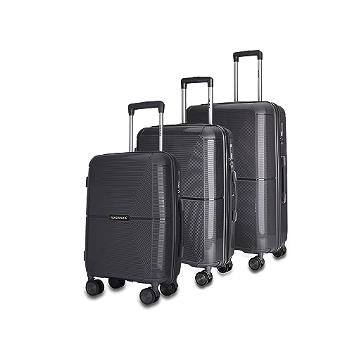 Image of 3G VACANZA Hard-Side Polypropylene Cabin & Check-in Luggage Set of 3 Grey Trolley Bags (55, 65 & 75 Cm)