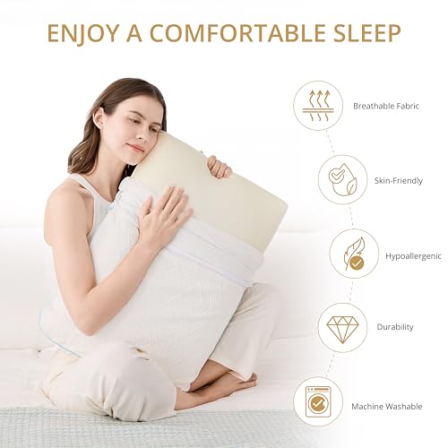 Image of EGOHOME Bed Pillow Standard Size - Memory Foam Made in USA - for Side, Back and Stomach Sleepers, Neck Support with Washable & Removable Cover, Medium Soft, 1 Pack