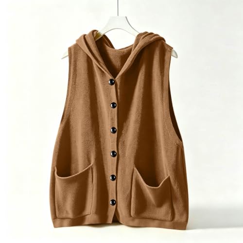 Vest for Women Hooded Button Front Knit Sleeveless Cardigan with Pockets - image 6
