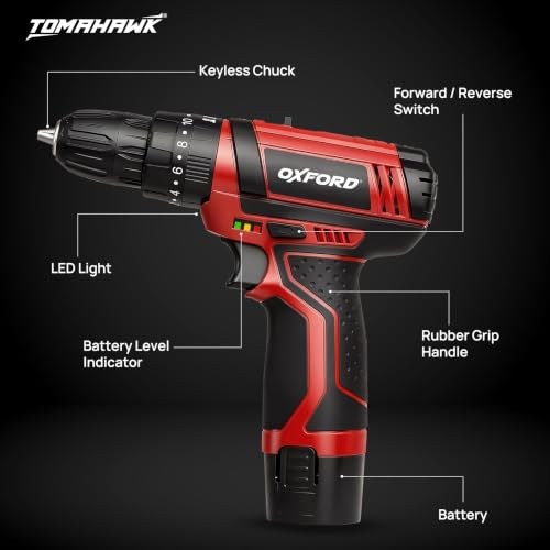 Image of Tomahawk SCD 12V Cordless Drill Screwdriver | 100% Copper Motor | 24Nm Torque