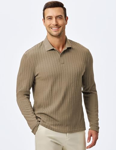 Image of JMIERR Mens Casual Polo Shirt Summer Short Sleeve Vacation Button Beach Knit Stretchy Golf Shirts