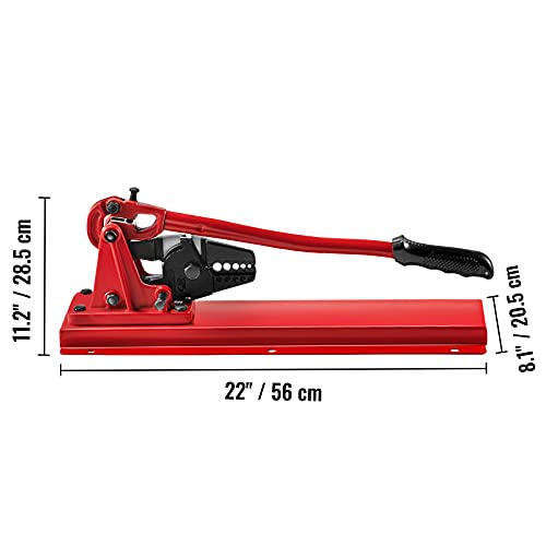 VEVOR Bench Type Hand Swager, 24\" Bench Type Swaging Tool, Bench Type Crimper for 1/16\" 3/32\" 1/8\" 5/32\" 3/16\", CRV (HRC 35-45 Degree) Bench Type Crimping Tool, Bench Swager Tool for Cable Wire Rope