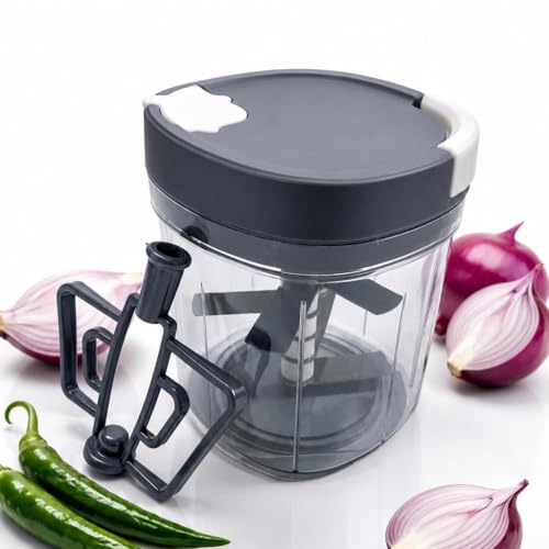 Image of DayWare Manual Vegetable Chopper | Virgin Food Grade Plastic | Top Feed Opening | Anit-Slip Rubber Grip | Ergonomically Designed Pull Handle | Blending Attachement