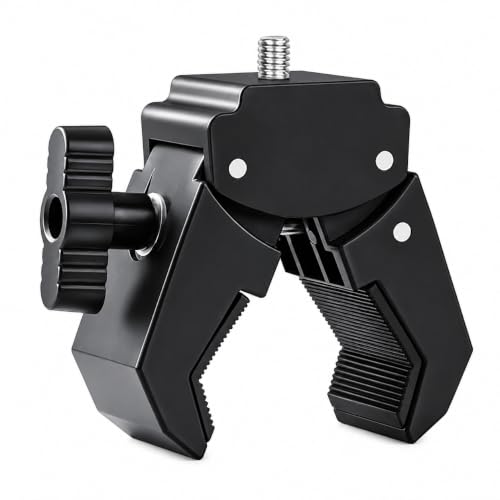 Image of Brolaviya Camera Super Clamp with Male 1 /4 inch-20 Screw Mount, Adjustable Crab Clamp for Photography Equipment, Monitor, LED Light, Action Camera, Fits 13-47mm Pipes, Rods & Bars