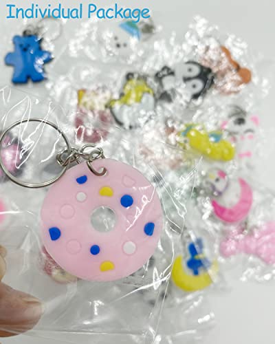 Gadmexily 100Pcs Cartoon Keychain For Kids Party Favors, Mini Cute Keyring For Classroom Prizes, Birthday Christmas Party Favors Gift, Goodie Bag Stuffers Supplies, 20 Colors #TOP5