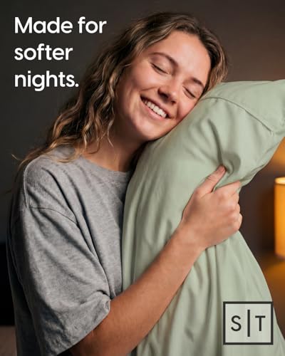 Image of Sleepy Town Split King Size Bed Sheets - 4 Piece - NO Flat Sheet Included - Split King Sheet Set - Soft, Comfy & Cooling - Easy Care - Wrinkle Free - Brushed Microfiber Bed Sheets (Light Sage Green)