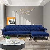 Convertible Sectional Couch with Chaise Lounge for Living Room, Comfy Velvet Fabric L-Shaped...