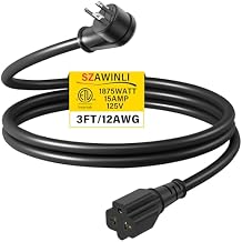 AWlNLl 12AWG Heavy-Duty Extension Cord,4-in-1 15A Household AC Plug to 20A T-Shaped Blade Adapter Cable,3FT Extension Cord Power Adapter,NEMA 5-15P to 5-15R,5-20R,6-15R,6-20R AC Extension WireBlack.