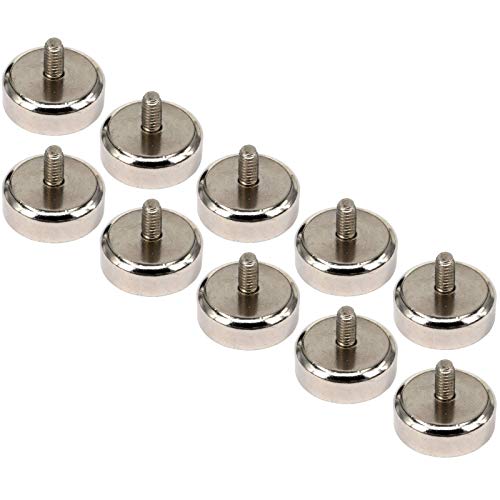 Produktbild von 5 Stück Neodym Topfmagnete Mit M4 Gewindebolzen – 12 Kg Zugkraft, Flache Greifer, NiCuNi-beschichtet