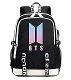 Anzeho BTS Mochila para Computadora Portátil para Estudiantes de Niñas con USB Puerto Travel Daypack, Grande, Negro