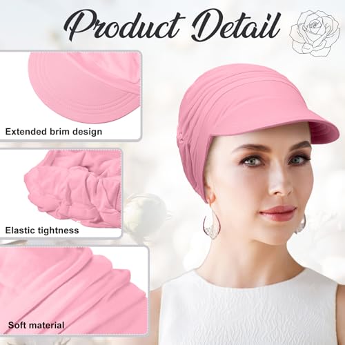 Image of 6 Pcs Chemo Cancer Hat for Women Breathable Bamboo Newsboy Baseball Cap Soft Headwear for Cancer Patient Hair Loss