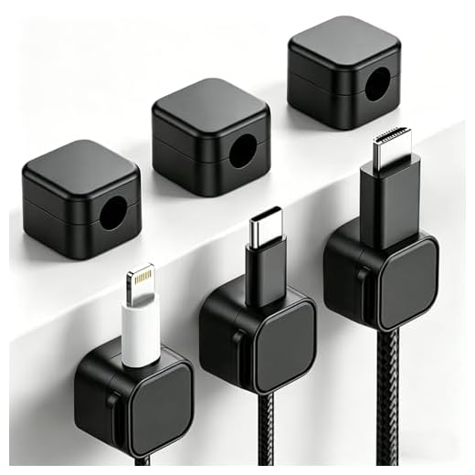 6 Pack Magnetic Cable Clips, Adhesive Cord Holder for Nightstand and Desk, Phone Charger Cable Management Organizer, Wire Holders for Cords Home Office Car, Black