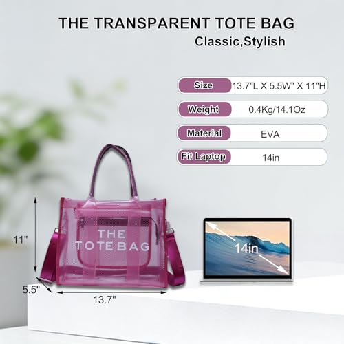 Image of Clear Tote Bag Stadium Events Large Clear Purse for Women Transparent Crossbody Bag for Concert,Work,Beach,Sport