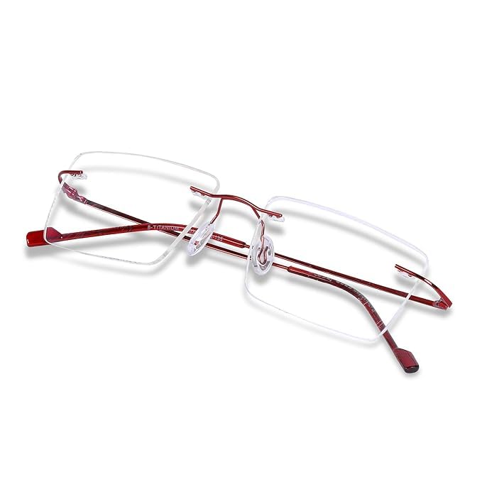 Rimless Aviator Frame For Men & Women (Black) (RED) - Image 6 thumbnail