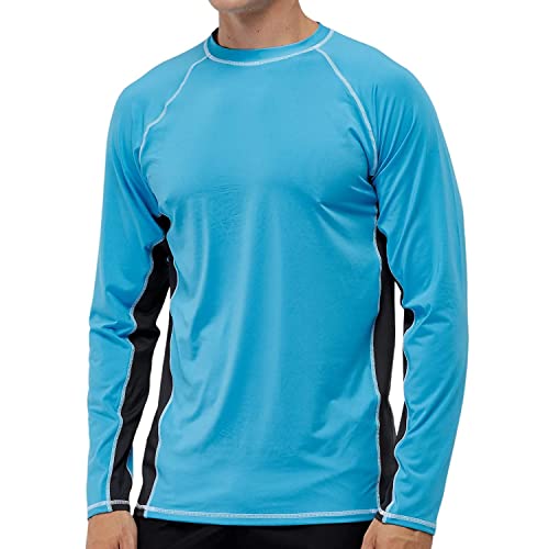 Arcweg Camiseta Deportivas Hombres Rash Guard con Filtro de Protección UPF 50+Mangas Largas Alta Elasticidad Secado Rápido Surf Natación Verano Azul Claro Gris L