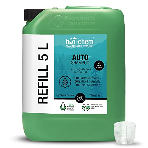 bio-chem Shampoo per auto 5 L Tanica + dosare I Concentrato per la pulizia professionale dell'auto I pH neutro e biodegradabile I Schiuma attiva per un lavaggio e una cura dell'auto delicati e potenti