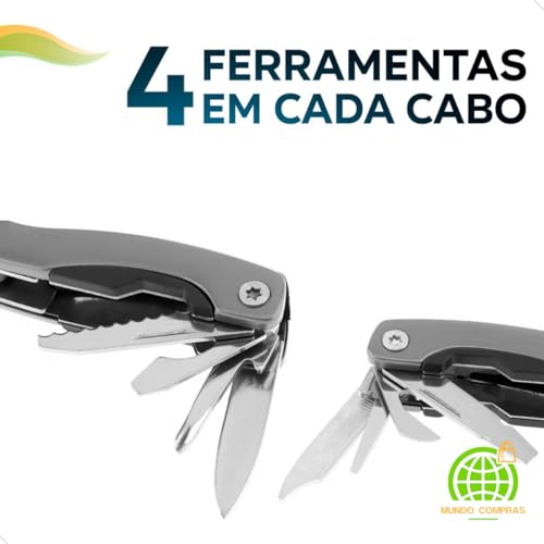 Mini Alicate Canivete Multi Ferramentas Tático 9 Funções Tático Militar Camping Mundo Compras (Azul)