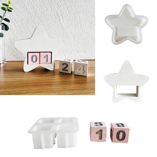 Advent Calendar Silicone Moulds Casting Moulds, Christmas Countdown Calendar Silicone Moulds with Cube Numbers, Silicone Mould Christmas Silicone Mould Candle Mould for Calendar Decoration (Star)