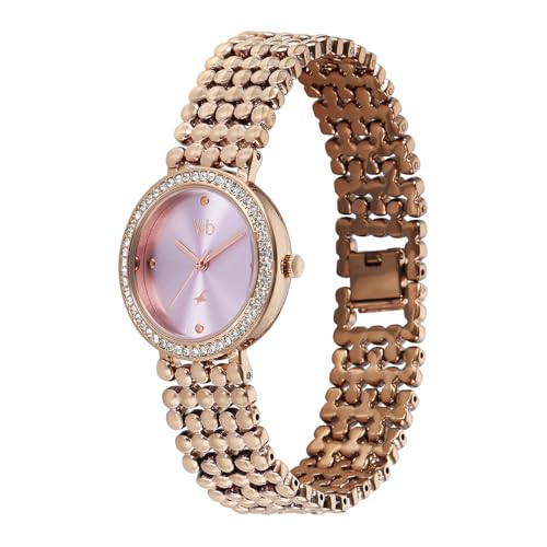 Image of Fastrack Vyb Iconique Quartz Analog with Lavender Dial Rose Gold Strap Watch for Women - FV60111WM02W