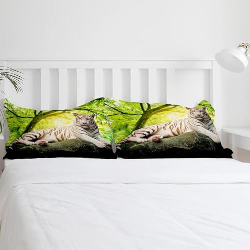 Housse de couette tigre blanc premium 230x260cm avec parure de lit grand confort - 4
