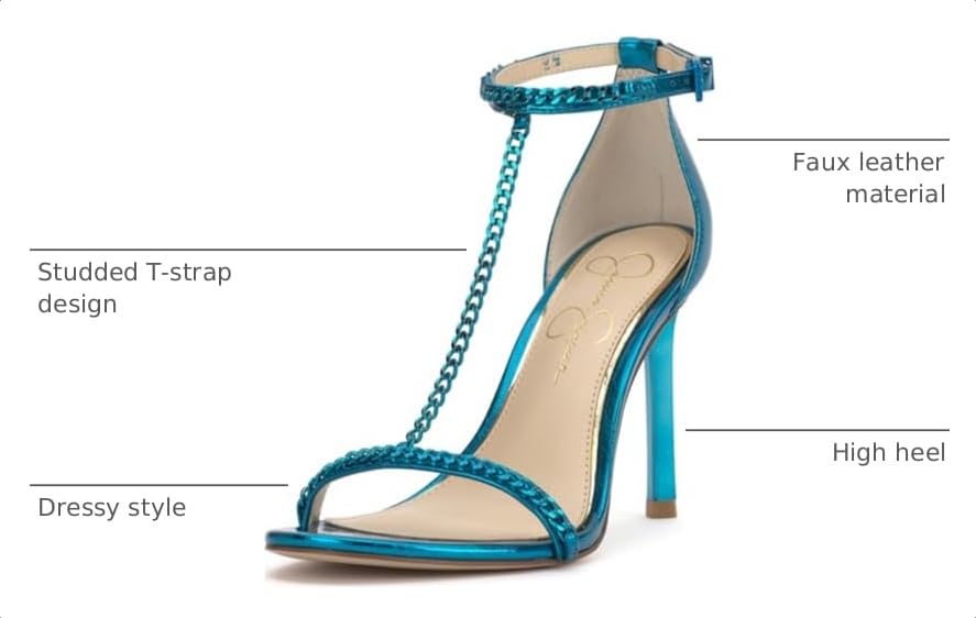 Image of Jessica Simpson Women's Qiven T-Strap High Heel Sandal with Chain Detail