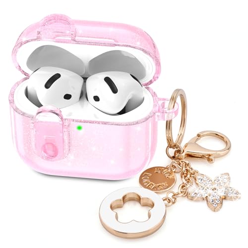 Image of (with Safety Lock) VISOOM 2025 Clear Cases for Airpods iPods 4 Case Cover Women, Bling Airpod iPod 4 Cases Soft 4th Gen Air Pods iPods Case with Keychain for Apple Headphones Airpods4 Generation-Pink