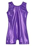 Domusgo Leotard for Girls Gymnastics Size 2t 3t Sparkle Metallic Solid Purple Biketard with Shorts