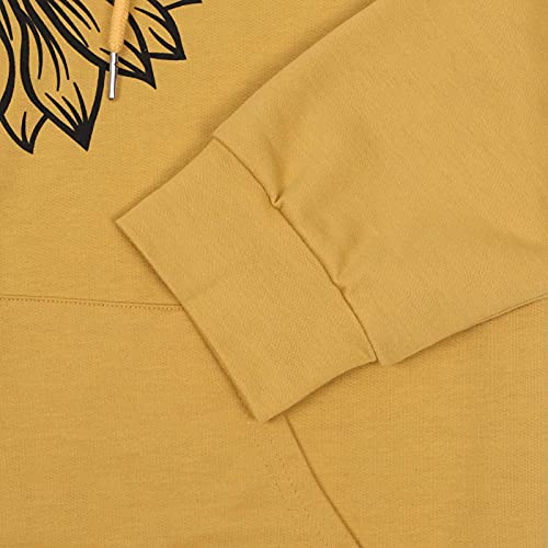 Taohong Sunflower Hoodie Women Cute Print Graphic Long Sleeve Drawstring Hooded Pullover Sweatshirt Fall Casual Cotton Top (Yellow, Small) #TOP3