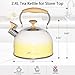 Tea Kettle, 2.5 Quart /2.4 Liter Whistling Tea Kettle，Food Grade Stainless Steel Tea Pot With Folding Handle, Suitable for Induction & Gas Stove,Teapot Stovetop for Tea, Coffee, Milk - Gradient Yellow