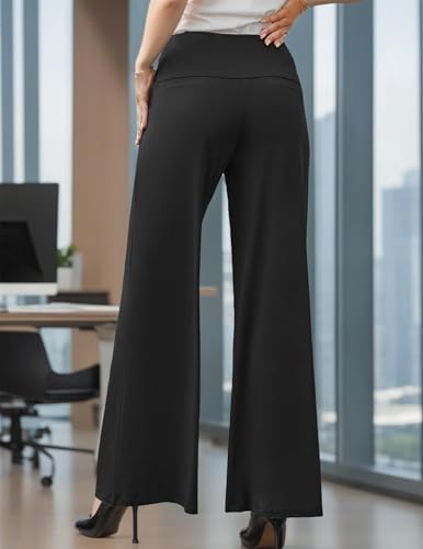 Image of Misakia Women's Stretchy Wide Leg Lounge Pants Casual Comfy High Waist Pants Black L