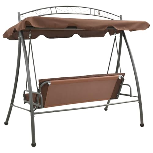 Banco columpio convertible en cama de exterior antracita con dosel para jardín y patio 6
