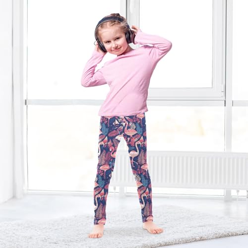Flamingo Christmas Pink Slatoddler Girls' Leggings Comfortable High Waisted Dance Pants Sports4